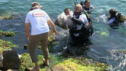 Üsküdar'da deniz dibinden cep telefonu ve tarihi eser çıkarıldı