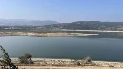 Bolu'da su seviyesi düşen Gölköy Baraj Gölü'nde yarım ada oluştu