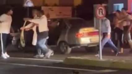 Valeler ve araç sürücüsü arasında tekmeli sopalı kavga!