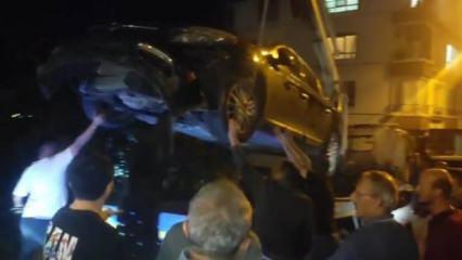 El freni çekilmeyen otomobil uçuruma yuvarlandı