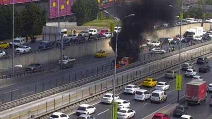 E-5'te yangın paniği! Trafiğe kapatıldı