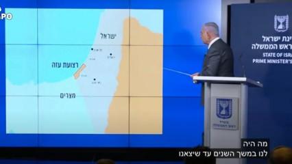 İsrail Başbakanı Binyamin Netanyahu'dan harita üzerinde alçak Filistin planı