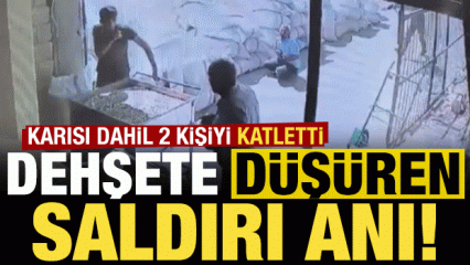 Karısı dahil 2 kişiyi katletti! Dehşete düşüren saldırının görüntüleri ortaya çıktı