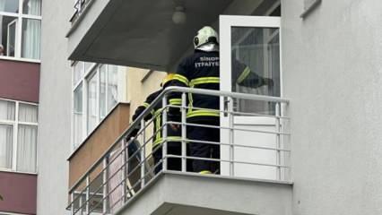 Sinop'ta bir evin balkonunda çıkan yangın paniğe neden oldu!