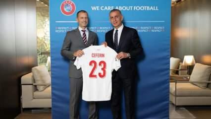 TFF Başkanı Hacıosmanoğlu, UEFA Başkanı Ceferin ile bir araya geldi
