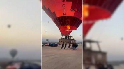  Kapadokya'da balon ile otomobilin çarpışması görüntülendi. İşte o ilginç anlar!