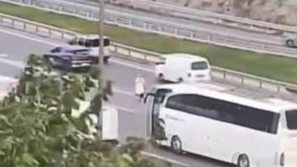 TEM Otoyolu’nda ölüme davet! Elindeki bavulla yürüdü
