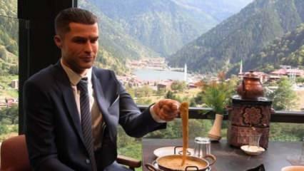 Trabzon'da kuymak yiyen Cristiano Ronaldo! Herkes şaşırdı