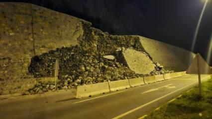 Zonguldak'taki heyelan anı kamerada