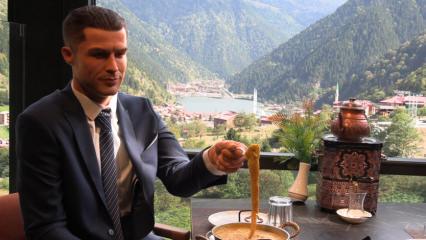Uzungöl’de ‘Ronaldo’ manzara ve kuymak bir arada!
