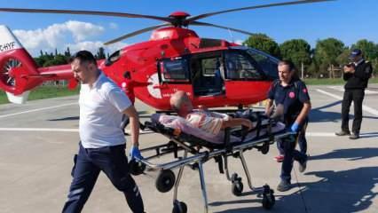 Samsun'da kalp krizi geçiren hastanın yardımına ambulans helikopter yetişti