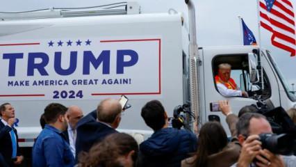Trump mitinge çöp kamyonuyla gitti