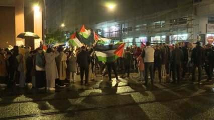Direnişe yönelik eleştirilerde bulunmuştu... Fas’ta Macron’a Filistin protestosu!