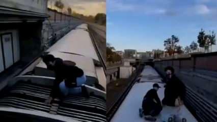 Gençlerin 'Metro-sörfü' akımı kötü bitti... Feci anlar kamerada