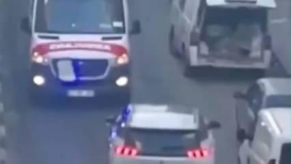Trafik magandası tüm uyarılara rağmen ambulansa yol vermedi!