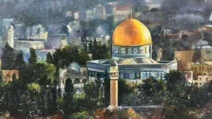 G&ouml;n&uuml;llerindeki Kud&uuml;s&rsquo;&uuml; tuvale taşıyan ressamlar Ankaralı sanatseverlerle buluşuyor