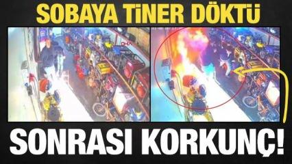 Sobaya tiner dökünce dehşeti yaşadılar