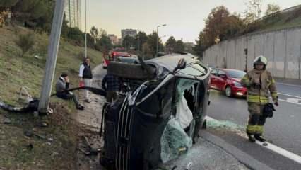 Ümraniye'de takla atan otomobilin sürücüsü yaralandı