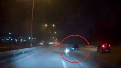 Makas atarak giden trafik magandasının kaza yaptığı anlar