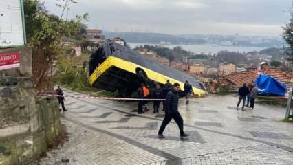 İETT otobüsü, bir evin bahçesine düştü