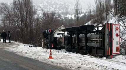 Gümüşhane’de yürekleri ağza getiren kaza! LPG yüklü tanker, tırla çarpıştı