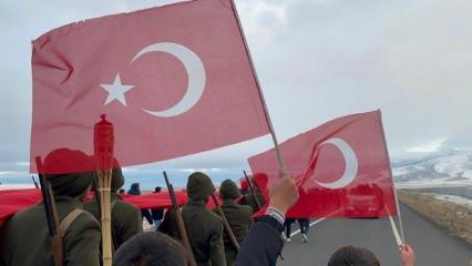 Sarıkamış şehitlerine sıfırın altında 12 derecede saygı nöbeti
