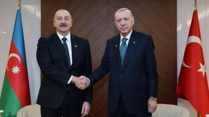 Cumhurbaşkanı Erdoğan ile Azerbaycan Cumhurbaşkanı Aliyev g&ouml;r&uuml;şt&uuml;