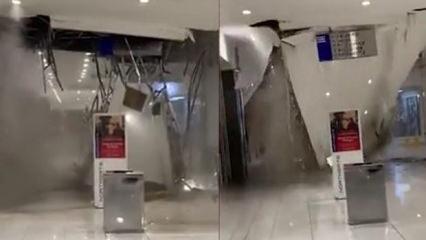 Alışveriş merkezinin tavanı sağanak nedeniyle &ccedil;&ouml;kt&uuml;