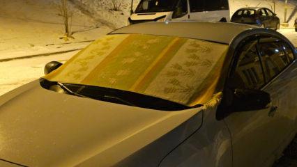 Elazığ'da dondurucu soğuklara karşı ara&ccedil;lara kilimli &ouml;nlem alındı