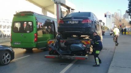 Şişli'de motosiklet sürücüsü otomobilin altında kaldı