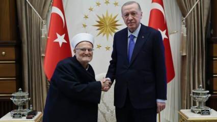 Cumhurbaşkanı Erdoğan, Mescid-i Aksa İmamı Sabri'yi kabul etti