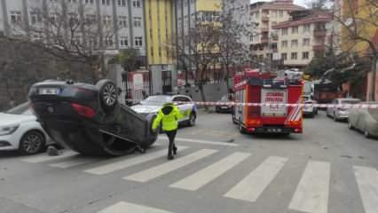 İstanbul'da facia ucuz atlatıldı! 7 araca çarptı, takla attı! Hepsi pert oldu...