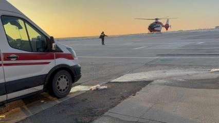 Yanık tedavisi gören çocuk ambulans helikopterle Van'a getirildi