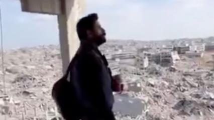 Gazze’de duygulandıran görüntü! Ateşkes sonrası böyle ezan okudu