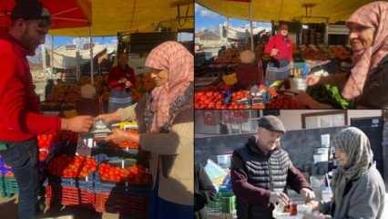 Pazarcı esnafının çayları 84 yaşındaki Sevim teyzeden