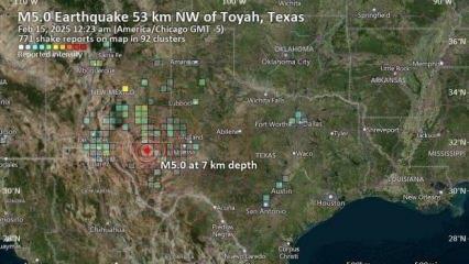Teksas'ta 5 büyüklüğünde deprem