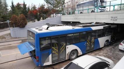 Ankara'da yaşandı! EGO otobüsü 3 metrelik köprüye sıkıştı