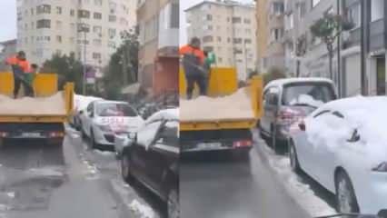 İstanbul Şişli’de yol yerine araçları tuzladılar!