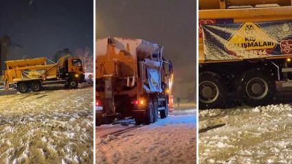 Maltepe’de yolu açmaya gelen İBB kar küreme aracı yolda kaldı 