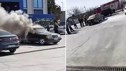 Farı yanmadığı için muayeneden geçemeyen adam arabasını ateşe verdi
