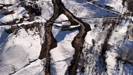 Rize'deki heyelan sonrası 18 ev tahliye edildi