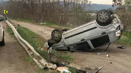 Amasya'da feci kaza: Şarampole devrilen otomobildeki 4 kişi yaralandı