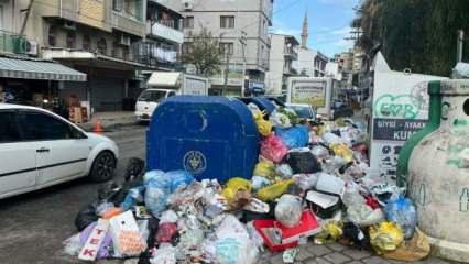 Buca'da grev kararı sonrası sokaklarda çöp yığınları oluştu
