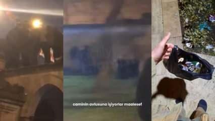 Şehzadebaşı Camii bahçesinde içki içip cami duvarına işediler! Saraçhane'de çirkin görüntü