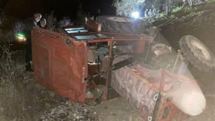 Traktör 30 metreden yuvarlandı, sürücü öldü
