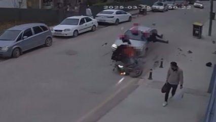 Yalova’da otomobil, motosiklete çarptı: Kaza anı kamerada