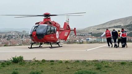Ambulans helikopter Beypazarı'nda kalp krizi geçiren hasta için havalandı