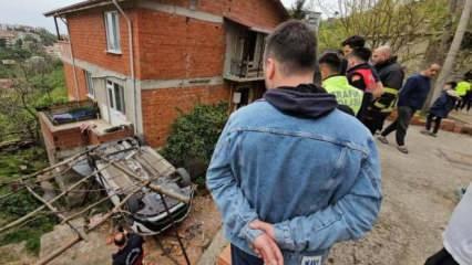 Aracını park etmek isterken yüksekten düşerek takla attı