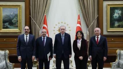 Cumhurbaşkanı Erdoğan ve DEM Parti heyetinin görüşmesinden kareler 