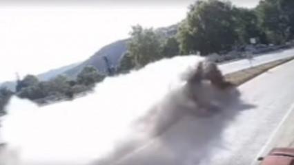 Freni patlayan kamyon şelaleye u&ccedil;tu! Dehşet anları kameralara b&ouml;yle yansıdı
